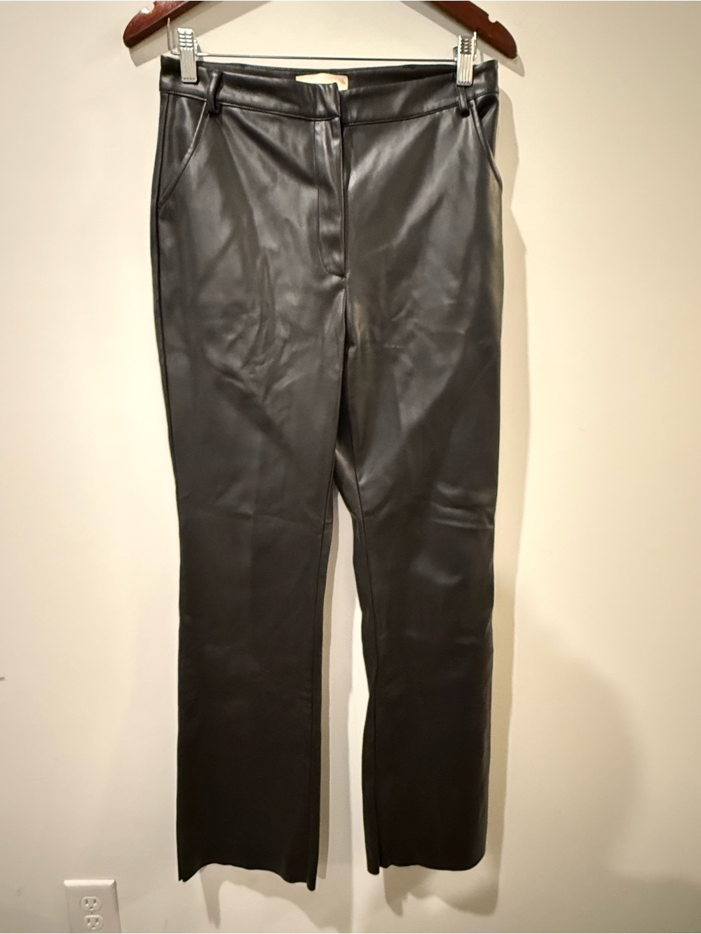 Meshki Black Faux Leather Trousers Size L